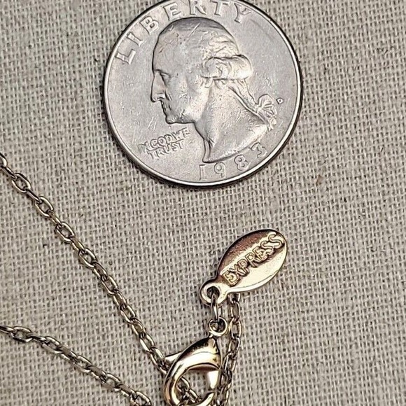 EXPRESS Charm Pearl Crescent Moon Compass Rose Yellow Gold Tone Necklace - Picture 6 of 6